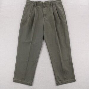 Dockers Authentic Khakis Relaxed Pleated Pants Mens 36x29 Green Cotton Vintage
